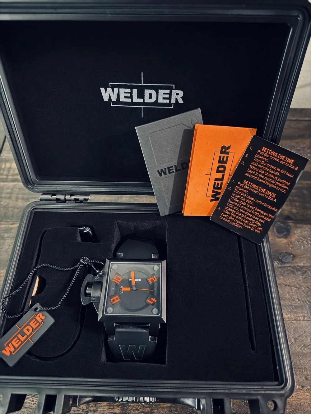 Welder Series K-25 Men's Square Watch Miyota Movement 2115 Steel 316 L No.00132